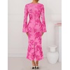 ZESICA Women Fall Long Sleeve Wedding Guest Cocktail Midi Dress(Rose)