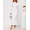ZESICA Women Fall Long Sleeve Wedding Guest Cocktail Midi Dress(White)
