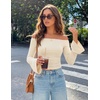ZESICA Women Off The Shoulder Tops Long Sleeve Going Out Shirts(Apricot)