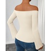 ZESICA Women Off The Shoulder Tops Long Sleeve Going Out Shirts(Apricot)