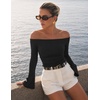 ZESICA Women Off The Shoulder Tops Long Sleeve Going Out Shirts(Black)