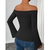 ZESICA Women Off The Shoulder Tops Long Sleeve Going Out Shirts(Black)