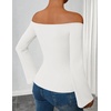 ZESICA Women Off The Shoulder Tops Long Sleeve Going Out Shirts(White)