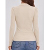 ZESICA Womens Business Casual Ruched Ribbed Long Sleeve Tops(Apricot)