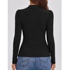 ZESICA Womens Business Casual Ruched Ribbed Long Sleeve Tops(Black)