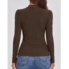ZESICA Womens Business Casual Ruched Ribbed Long Sleeve Tops(Dark Brown)