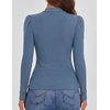 ZESICA Womens Business Casual Ruched Ribbed Long Sleeve Tops(Dusty Blue)