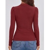 ZESICA Womens Business Casual Ruched Ribbed Long Sleeve Tops(Red)