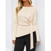 ZESICA Womens Fall Long Sleeve Business Casual Tops Work Blouse(Apricot)
