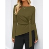 ZESICA Womens Fall Long Sleeve Business Casual Tops Work Blouse(Armygreen)