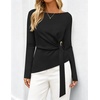 ZESICA Womens Fall Long Sleeve Business Casual Tops Work Blouse(Black)