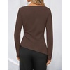 ZESICA Womens Fall Long Sleeve Business Casual Tops Work Blouse(Brown)