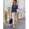 ZESICA Womens Fall Long Sleeve Business Casual Tops Work Blouse(Navy)