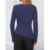 ZESICA Womens Fall Long Sleeve Business Casual Tops Work Blouse(Navy)