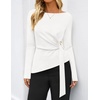 ZESICA Womens Fall Long Sleeve Business Casual Tops Work Blouse(White)
