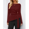 ZESICA Womens Fall Long Sleeve Business Casual Tops Work Blouse(Wine)