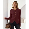 ZESICA Womens Fall Long Sleeve Button Fitted Cardigan Sweaters(Burgundy)