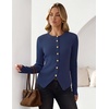 ZESICA Womens Fall Long Sleeve Button Fitted Cardigan Sweaters(Navy)