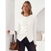 ZESICA Womens Fall Long Sleeve Button Fitted Cardigan Sweaters(White)