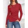 ZESICA Womens Fall Long Sleeve Peplum Business Casual Tops(Darkred)