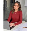 ZESICA Womens Fall Long Sleeve Peplum Business Casual Tops(Darkred)