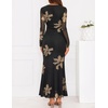 ZESICA Womens Fall Wedding Guest Formal Long Sleeve Maxi Dresses(Black)