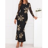 ZESICA Womens Fall Wedding Guest Formal Long Sleeve Maxi Dresses(Black)