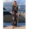 ZESICA Womens Fall Wedding Guest Formal Long Sleeve Maxi Dresses(Blacksand)