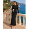 ZESICA Womens Fall Wedding Guest Formal Long Sleeve Maxi Dresses(Solidblack)