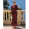ZESICA Womens Fall Wedding Guest Formal Long Sleeve Maxi Dresses(Vintagered)