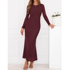 ZESICA Womens Fall Wedding Guest Formal Long Sleeve Maxi Dresses(Wine)