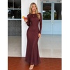 ZESICA Womens Fall Wedding Guest Formal Long Sleeve Maxi Dresses(Wine)