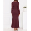 ZESICA Womens Fall Wedding Guest Formal Long Sleeve Maxi Dresses(Wine)