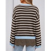 ZESICA Women’s Fall Winter Sweaters 2026 Lace Trim Pullover Tops(Brownstripe)