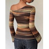 ZESICA Women’s Floral Off Shoulder Fall Long Sleeve Y2K Going Out Work Tops(Brown)