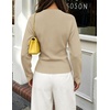 ZESICA Women’s Lightweight Fitted Cardigan Sweaters 2026 Fall Outfits(Apricot)