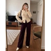 ZESICA Women’s Lightweight Fitted Cardigan Sweaters 2026 Fall Outfits(Apricot)