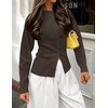 ZESICA Women’s Lightweight Fitted Cardigan Sweaters 2026 Fall Outfits(Brown)