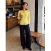 ZESICA Women’s Lightweight Fitted Cardigan Sweaters 2026 Fall Outfits(Lightyellow)
