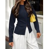 ZESICA Women’s Lightweight Fitted Cardigan Sweaters 2026 Fall Outfits(Navy)