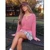 ZESICA Women’s Lightweight Fitted Cardigan Sweaters 2026 Fall Outfits(Pink Red)