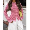 ZESICA Women’s Lightweight Fitted Cardigan Sweaters 2026 Fall Outfits(Pink Red)