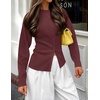 ZESICA Women’s Lightweight Fitted Cardigan Sweaters 2026 Fall Outfits(Wine)