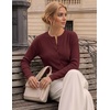 ZESICA Women’s Lightweight Fitted Cardigan Sweaters 2026 Fall Outfits(Wine)