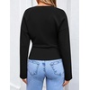 ZESICA Women’s Long Sleeve Cinched Waist Tops Fall Business Casual Shirts(Black)