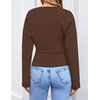 ZESICA Women’s Long Sleeve Cinched Waist Tops Fall Business Casual Shirts(Brown)