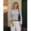 ZESICA Women’s Long Sleeve Cinched Waist Tops Fall Business Casual Shirts(Grey)