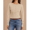 ZESICA Womens Long Sleeve Fitted Waist Knit Cardigan Sweaters(Apricot)