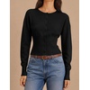 ZESICA Womens Long Sleeve Fitted Waist Knit Cardigan Sweaters(Black)