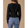 ZESICA Womens Long Sleeve Fitted Waist Knit Cardigan Sweaters(Black)